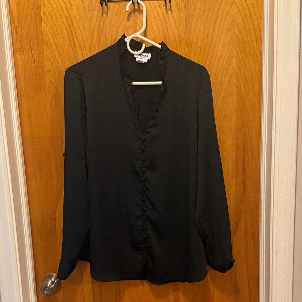 Worthington Black Button-Down Blouse